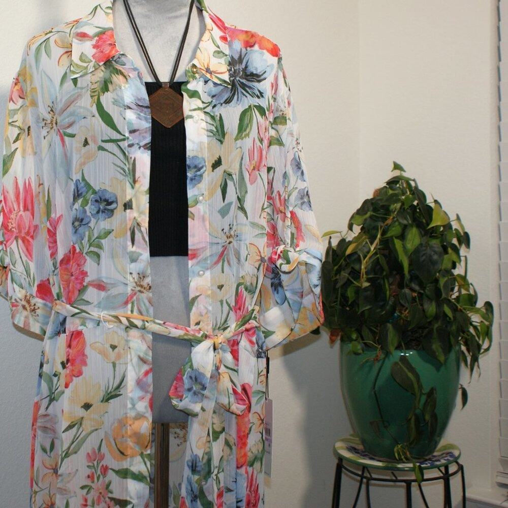 CALVIN KLEIN Women’s Sheer Floral Cover-up Size 22W